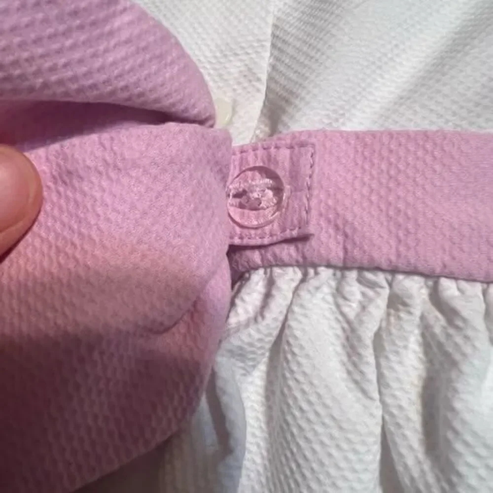 Gymboree White Dress with Pink Collar and Pastel Stripe Trim
